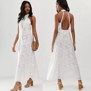 Asos Design Halterneck Maxi Dress With Lace Inser… - image 1